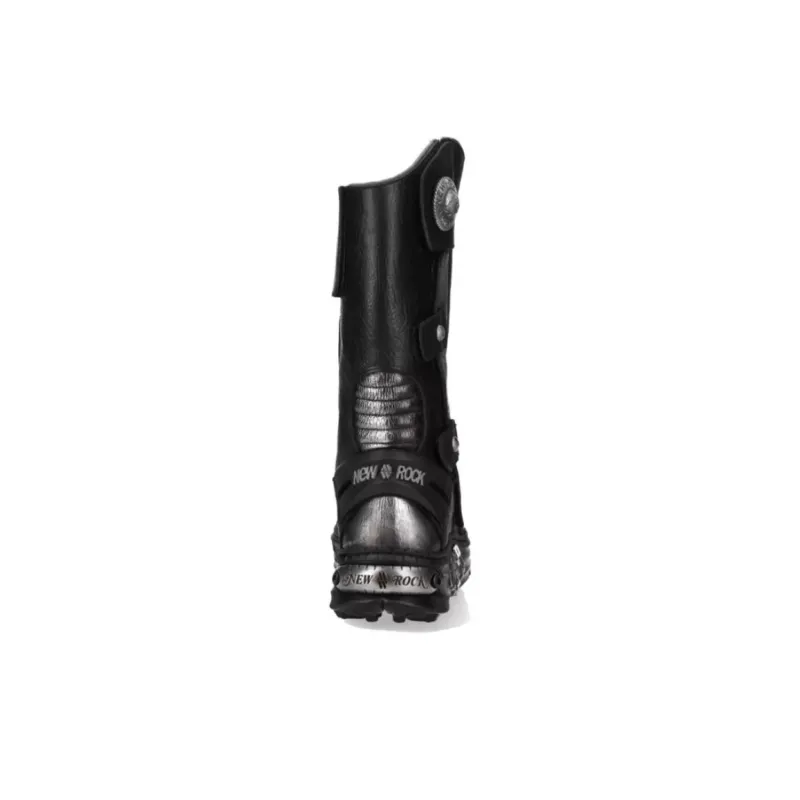 NEW ROCK Knee-high Boots 5cm Unisex Black-3