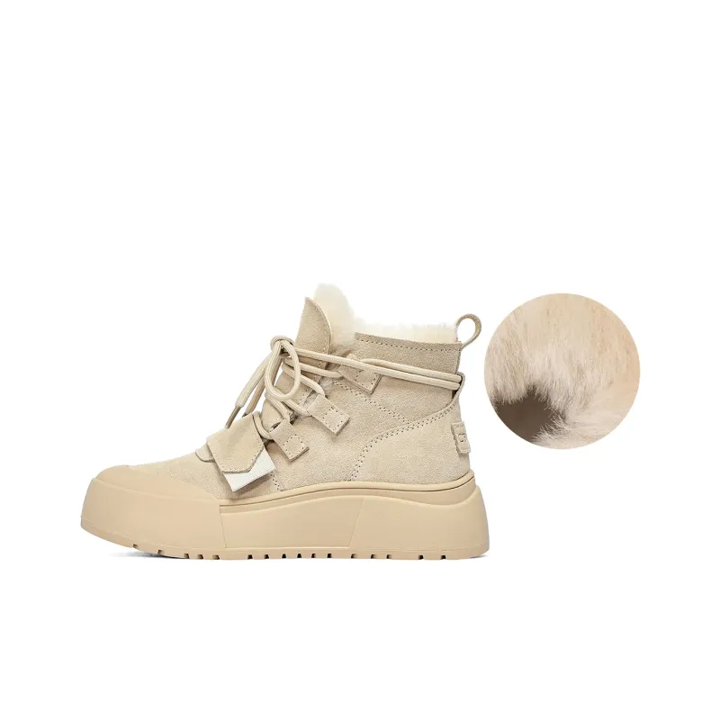 C°BANNER Short Mid Calf Snow Boots Women's Beige Yellow-0