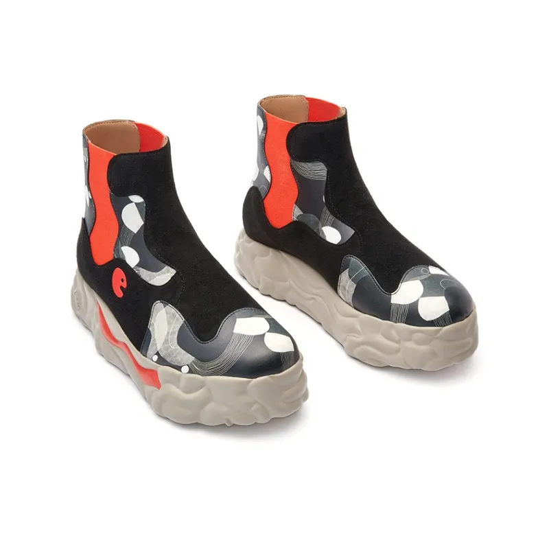 U.IN Painted Travel Shoes Sanamolls 3 Art Model Ankle Boots Men's-1