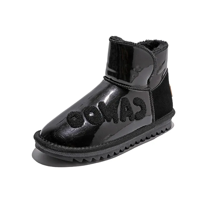 HUANQIU Warm Coverage Crew Snow Boots Unisex Black-1