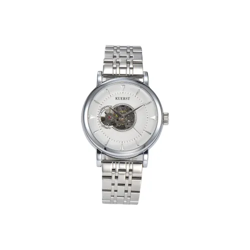 KUERST Automatic Mechanical Movement Steel Strap Watch Men's Watches Cut Out Dial