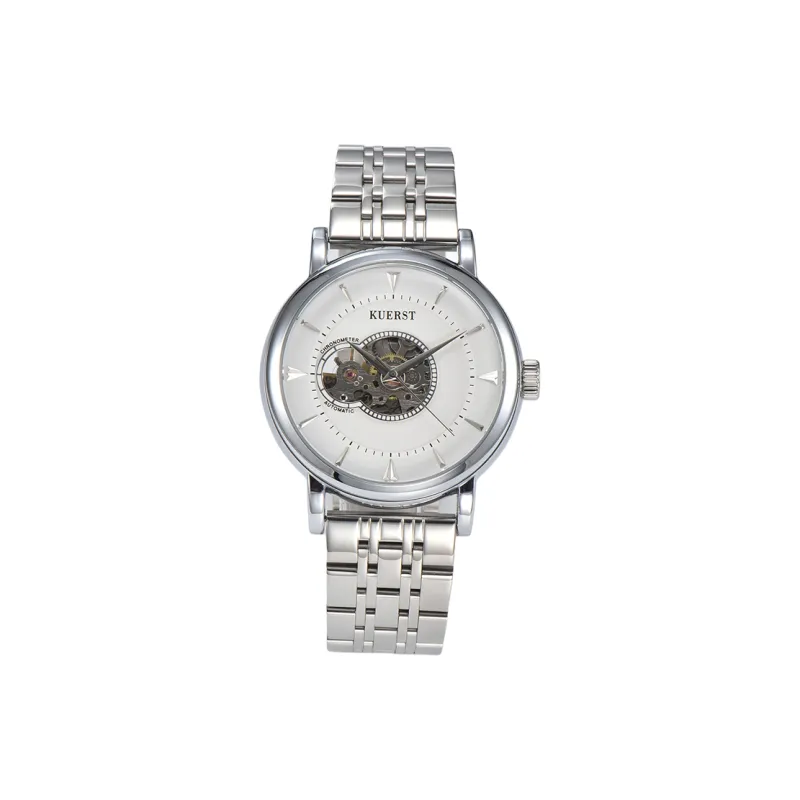 KUERST Automatic Mechanical Movement Steel Strap Watch Men's Watches Cut Out Dial-0