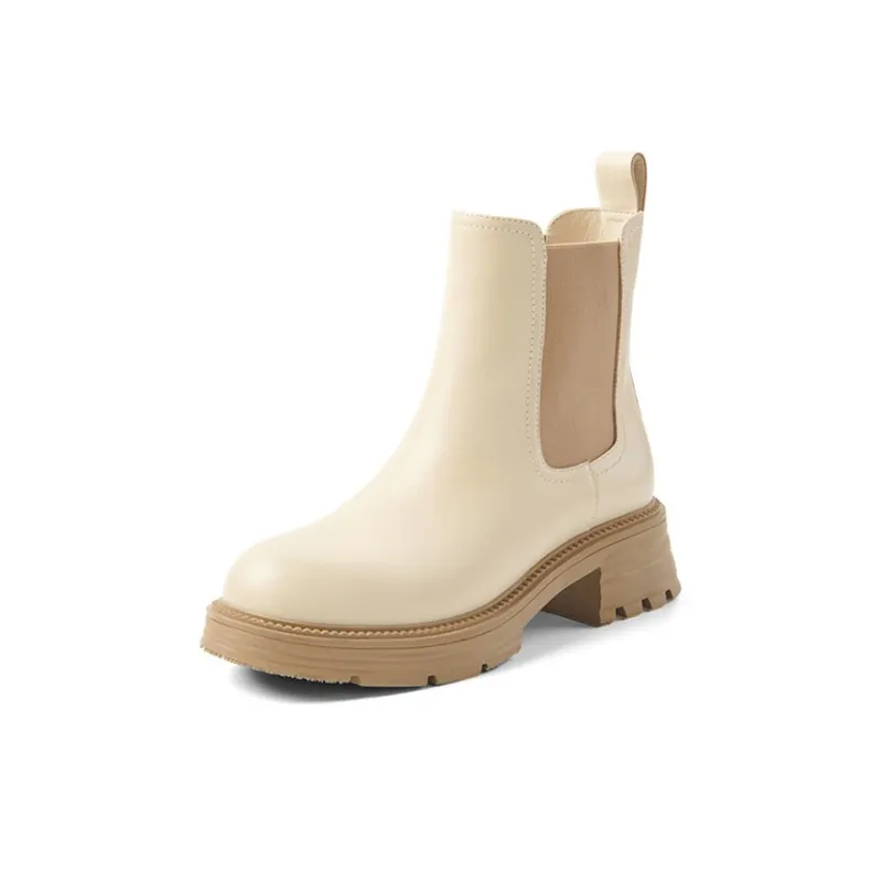 PT'SON Short Chelsea Boots Women's Black/Beige/Black, Fleece Lined/Beige, Fleece Lined-19