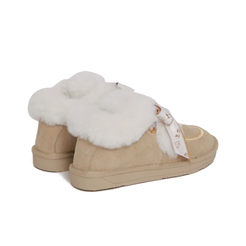 Disney x GRACEGIFT Warm Slip-Resistant Ankle-Length Snow Boots Women's Beige-5