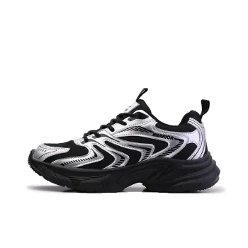 Warrior Anti Slip And Wear Resistant Height Increasing Low Top Chunky Sneakers Women's Silver Black