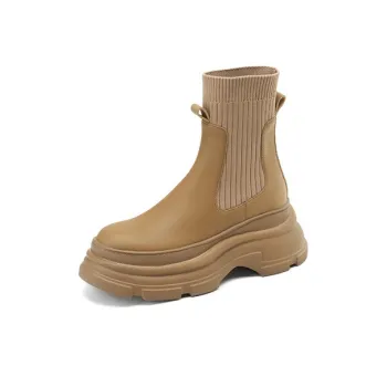 LIANGHUO Chelsea Boots Women's Khaki