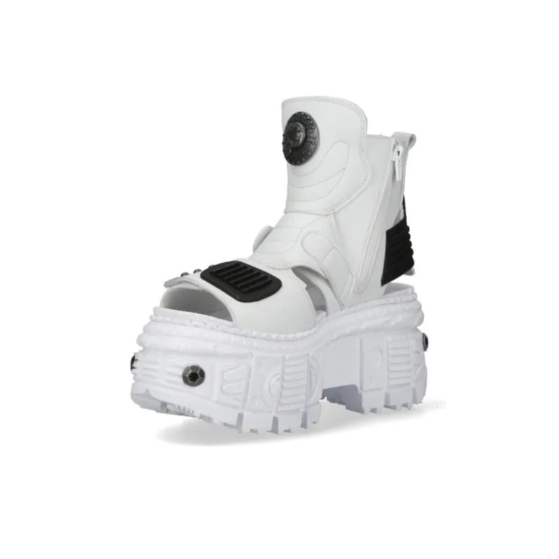 NEW ROCK Ankle Boots 10cm Unisex White-1