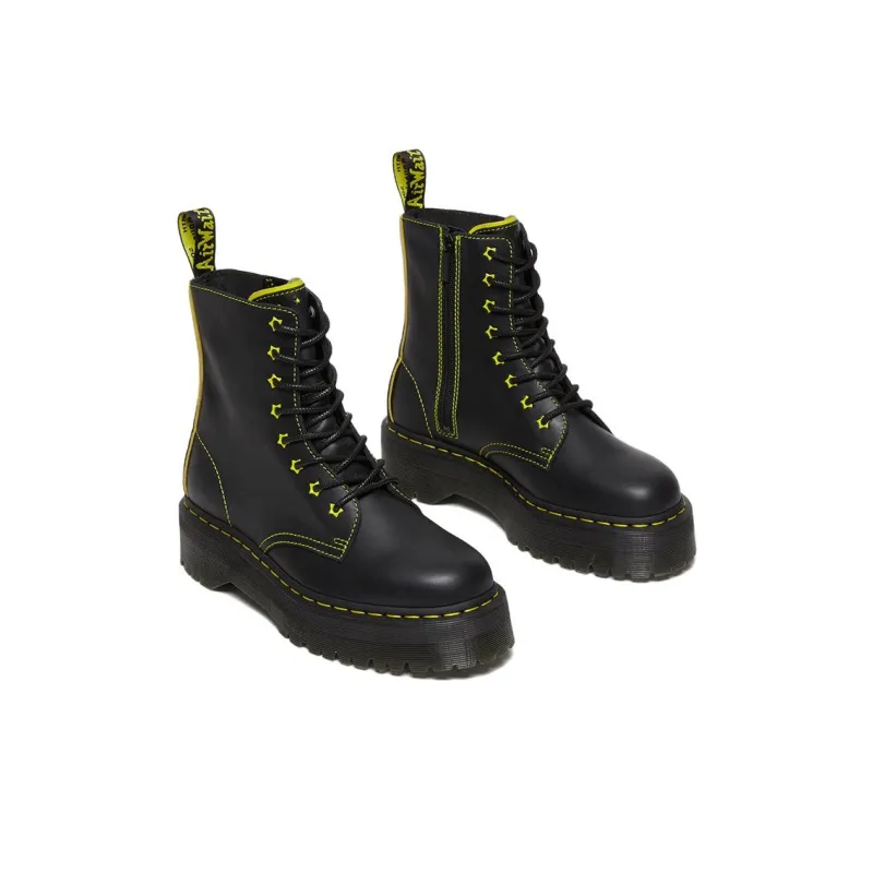Dr. Martens Jadon Ii Boot Neon Star Leather Platforms 'Black Yellow'-2
