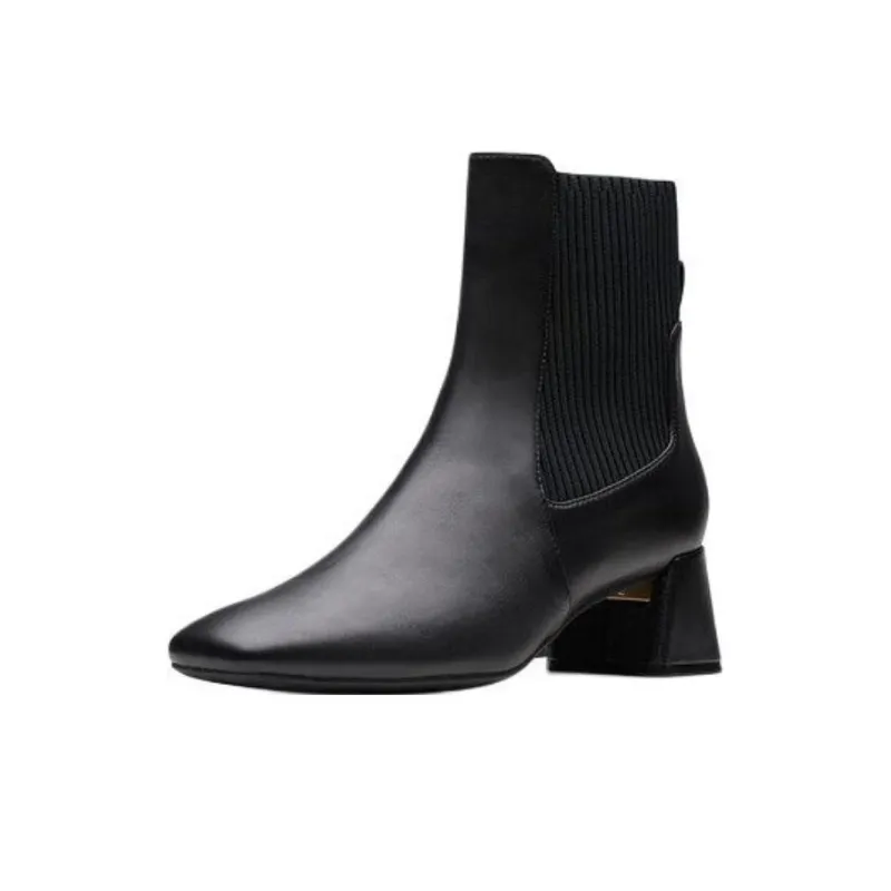 Clarks Short Chelsea Boots Women's Black-1