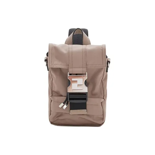 FENDI Nylon Polyester Backpack Sling Bag Mini Men's Beige