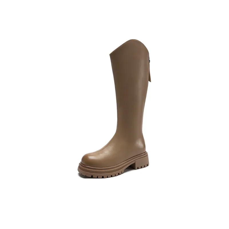 ZHR Knee high Boots Women's Black/Milk Tea/Brown-49