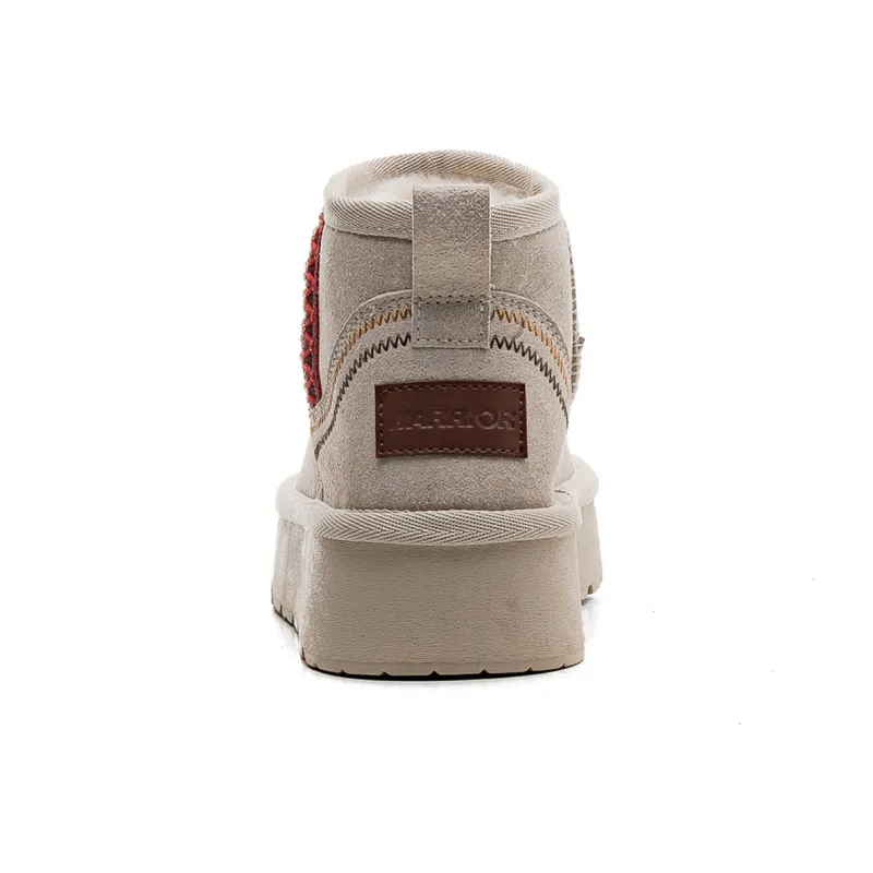 Warrior Warm Wear Resistant Slip Resistant Short Snow Boots Women's Beige-3