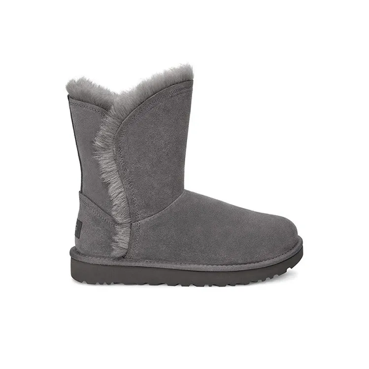 UGG Classic Short Fluff High Low Fleece Lined Gray Women's-1