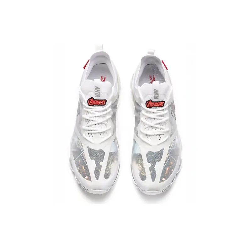 MARVEL x Anta SEEED Cushioning, Slip Resistant, And Abrasion Resistant Low Top Running Shoes Men's White-3
