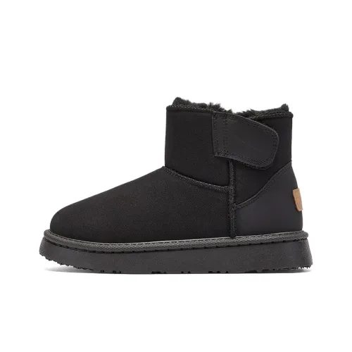 Warrior Casual Comfortable Platform Short Minimalist Style Warm Thickened And Fleece-Lined Snow Boots Women's Black