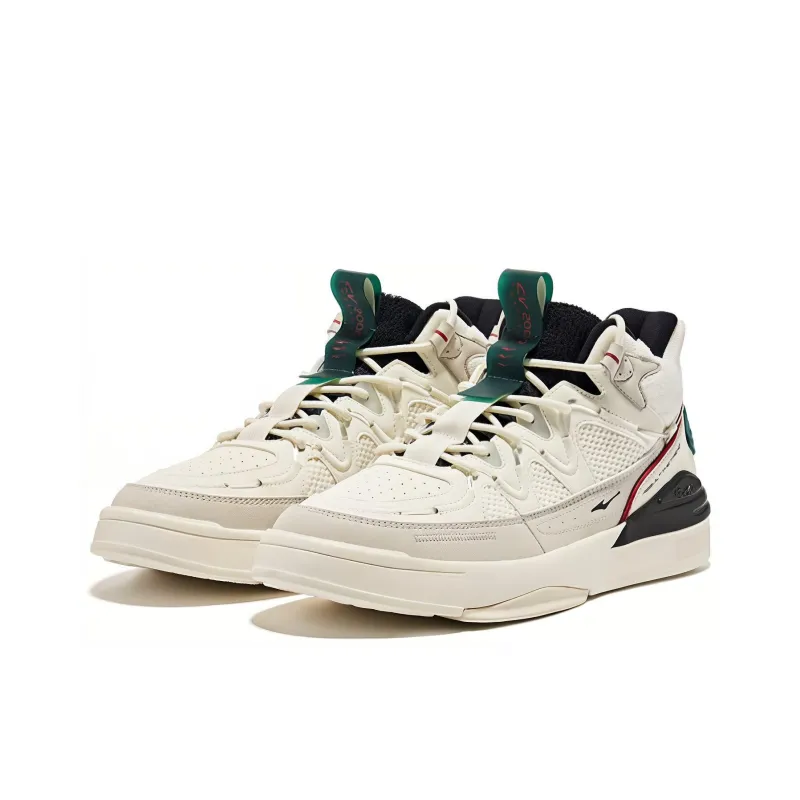 Erke Rivers Anti Slip Wear Resistant High Top Skateboard Shoes Men's White Gray-1
