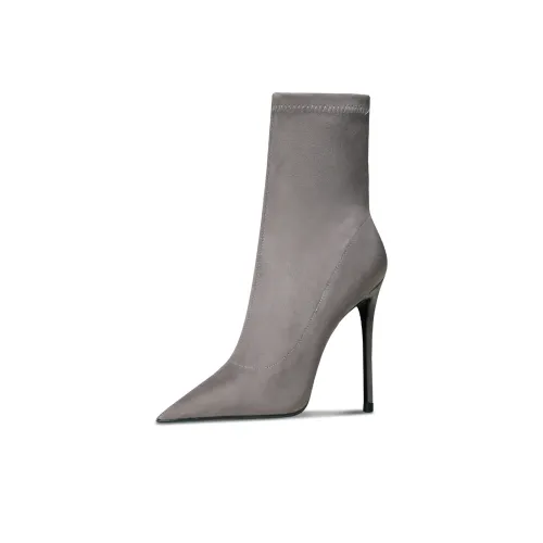 Suyymakk Slim Boots heeled Ankle Boots heeled Super High Heel Women's Gray