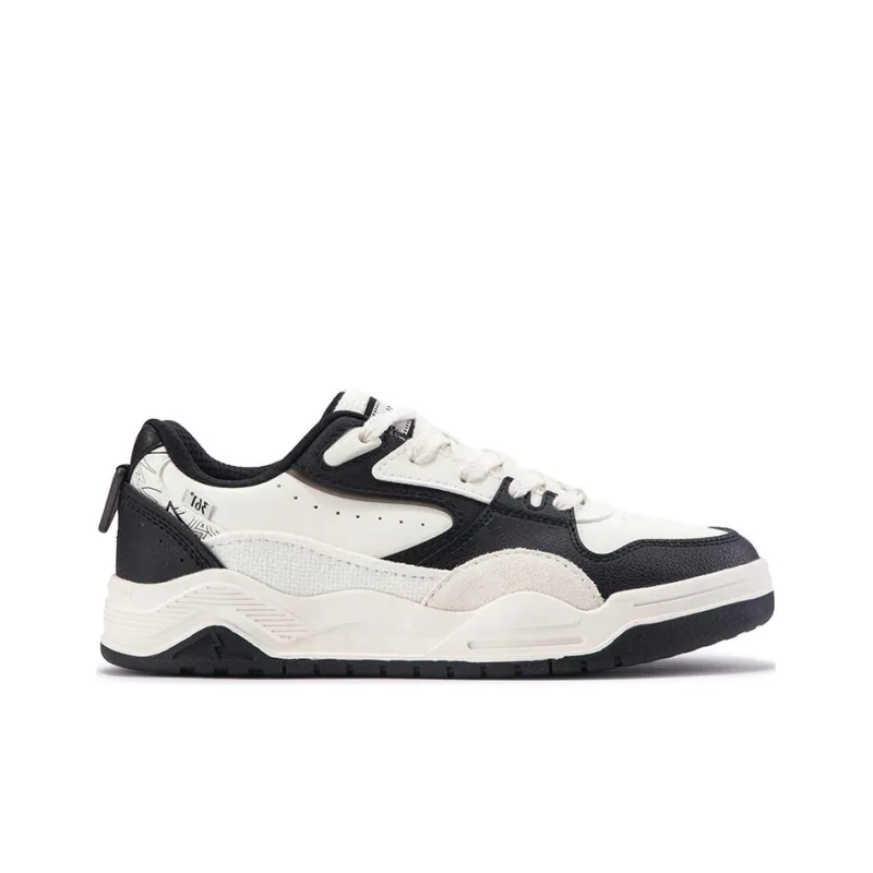 361° Type Burning Series Anti Slip Wear Resistant Low Top Skateboard Shoes Women's Black White-1