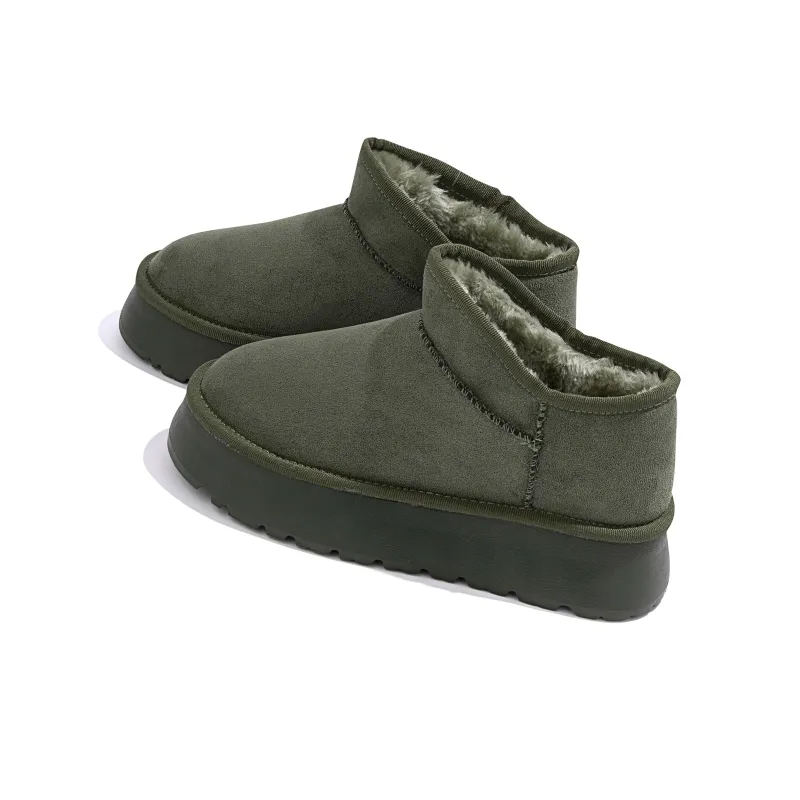HUANQIU Warm Short Snow Boots Women's Green-4