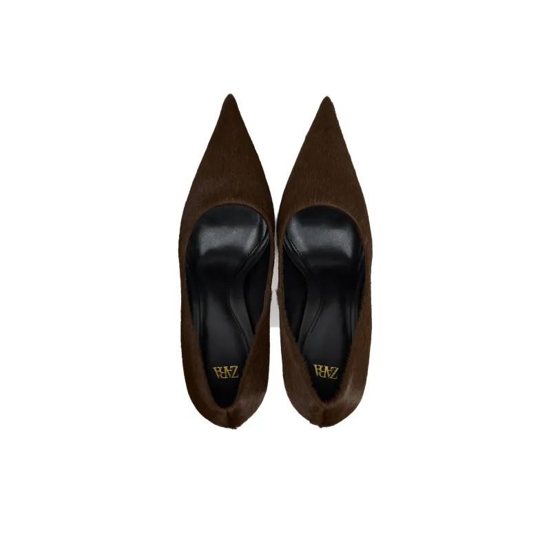 ZARA Slim Heel High Heels Women's Brown-3