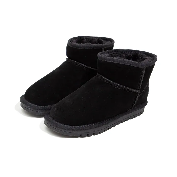 Feiyue Warm Water-Resistant Height Increasing Slip-Resistant Crew Snow Boots Women's Black-4