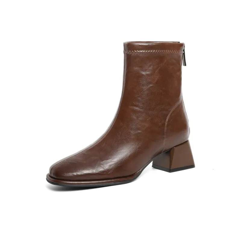 BELLE Ankle Boots Women's Khaki/Ecru/Black/Black, Pleated Leather/Brown, Pleated Leather-17