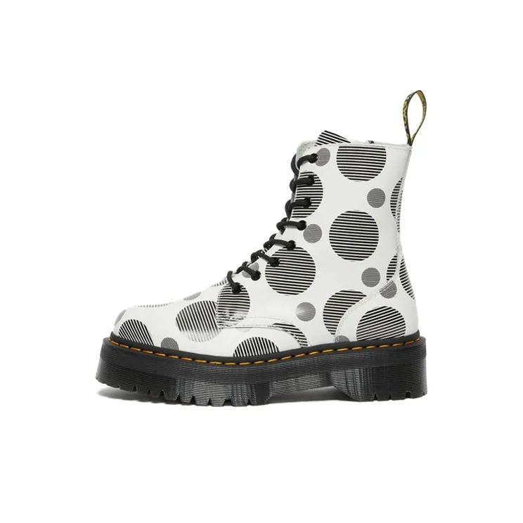 Dr.Martens Jadon Polka Dot Smooth Leather Platform Boots 'White Black' Women's-0