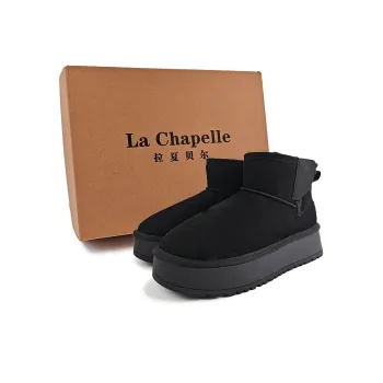 La Chapelle Thin Insulated Shoes Abrasion Resistant Slip Resistant Short Snow Boots Women's Black
