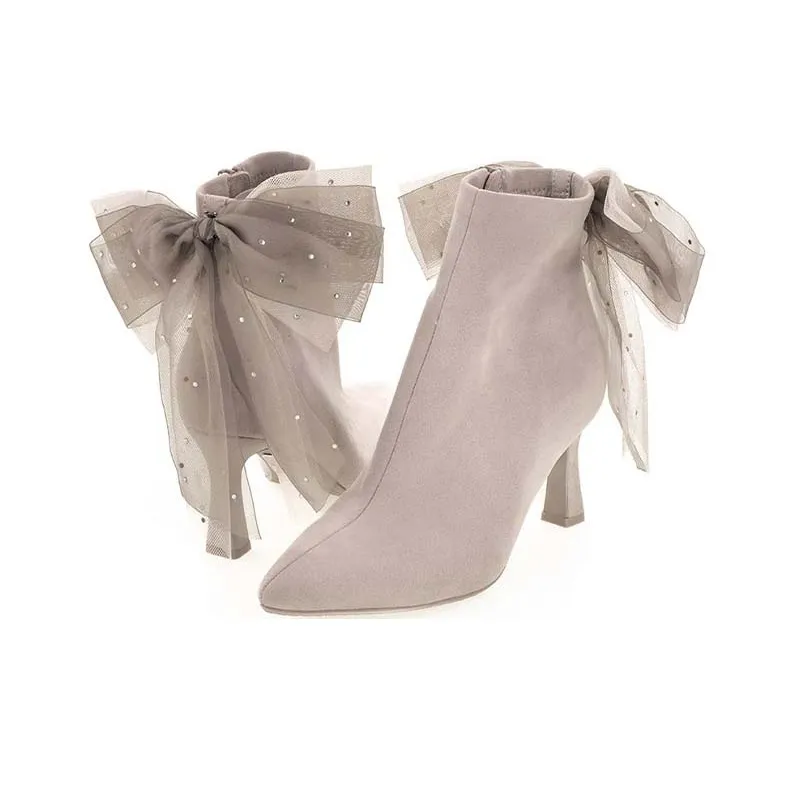 RANDA Cotton Ankle Boots 7.5cm Women's-4