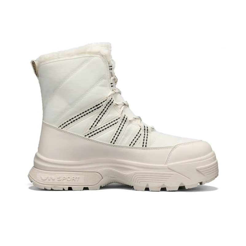 Binary Thermal Abrasion Resistant Slip Resistant Short Snow Boots Unisex White-1