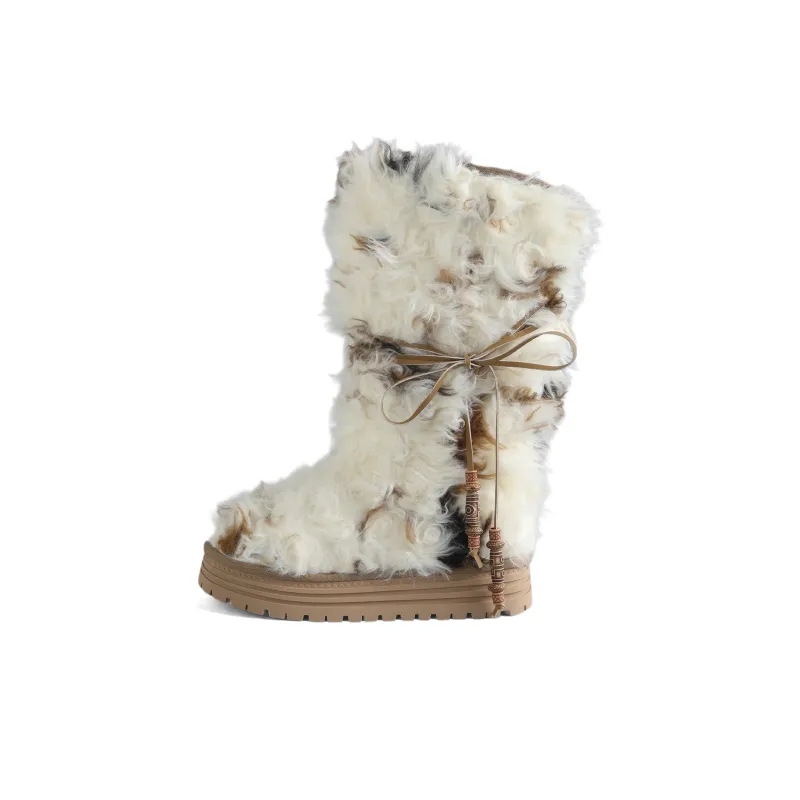 DOLIN COLLECTION 32cm Small Curl Snow Boots Women's Multicolor-0