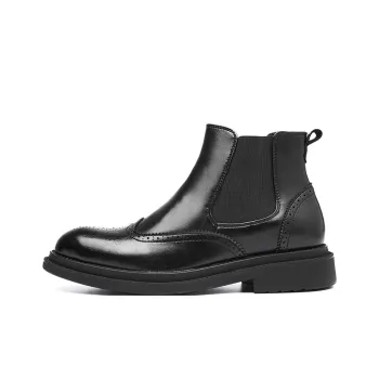 WEISHIBANGWEI Crew Chelsea Boots Men's Black