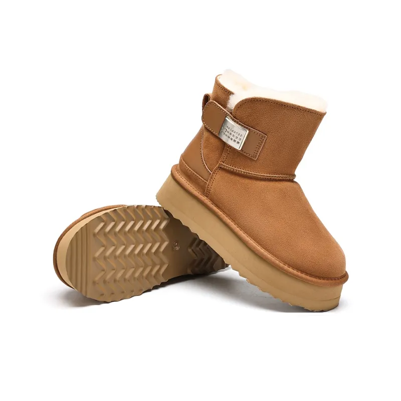 EBLAN Warm Ankle Length Snow Boots Women's Chestnut-2