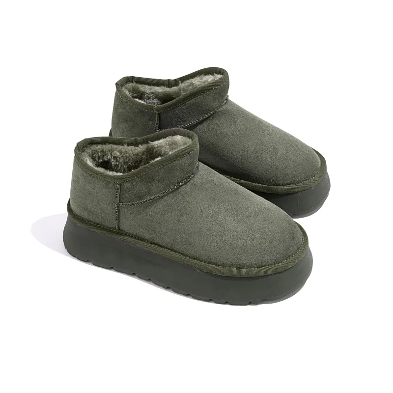 HUANQIU Warm Short Snow Boots Women's Green-5