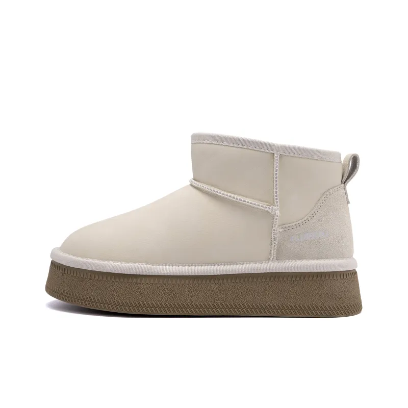 HUANQIU Height Increasing Warm And Wear Resistant Short Snow Boots Women's Beige-1