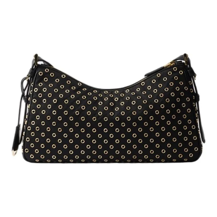 PRADA Nylon Handbag Shoulder Bag Large Size Women's Black-3