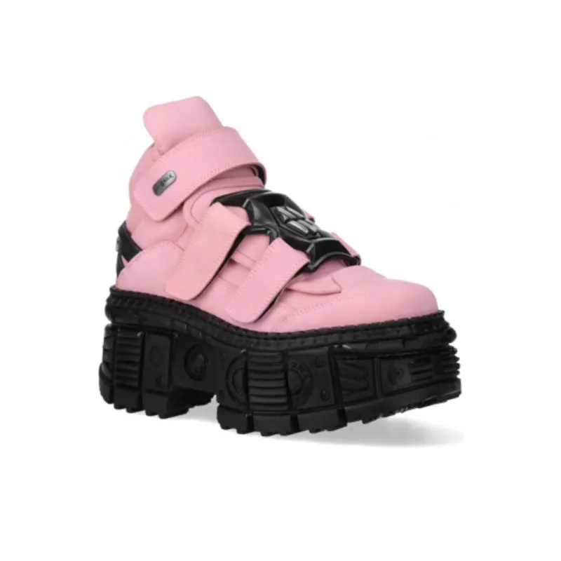 NEW ROCK Ankle Boots 10cm Unisex Pink-3