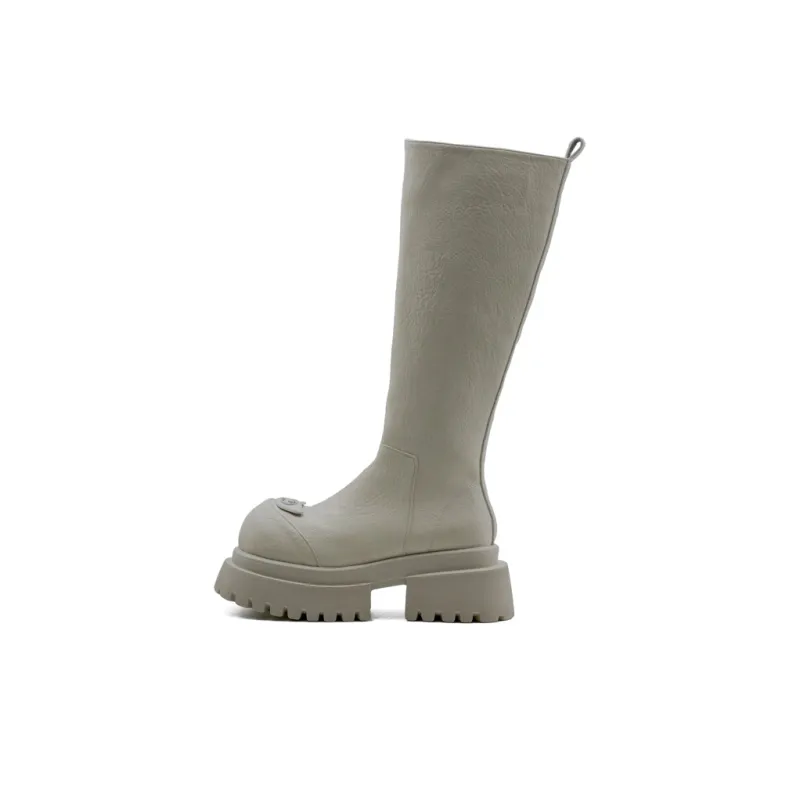 Little Sue Niche Design Trendy Versatile British Style Letter Hot Girl Slimming Knight Boots Knee-high Boots Women's-18