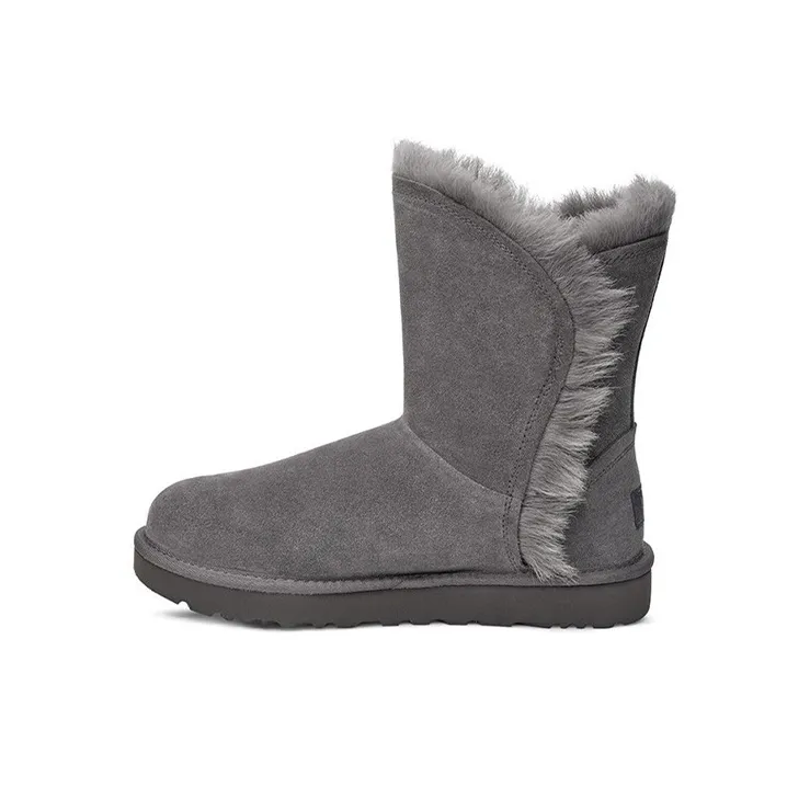 UGG Classic Short Fluff High Low Fleece Lined Gray Women's-0