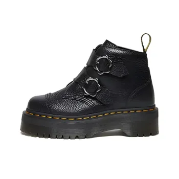 Dr.Martens Devon Flower Buckle Leather Platform Boots 'Black' Women's
