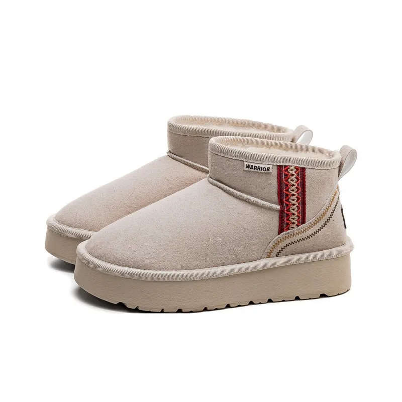 Warrior Warm Wear Resistant Slip Resistant Short Snow Boots Women's Beige-1
