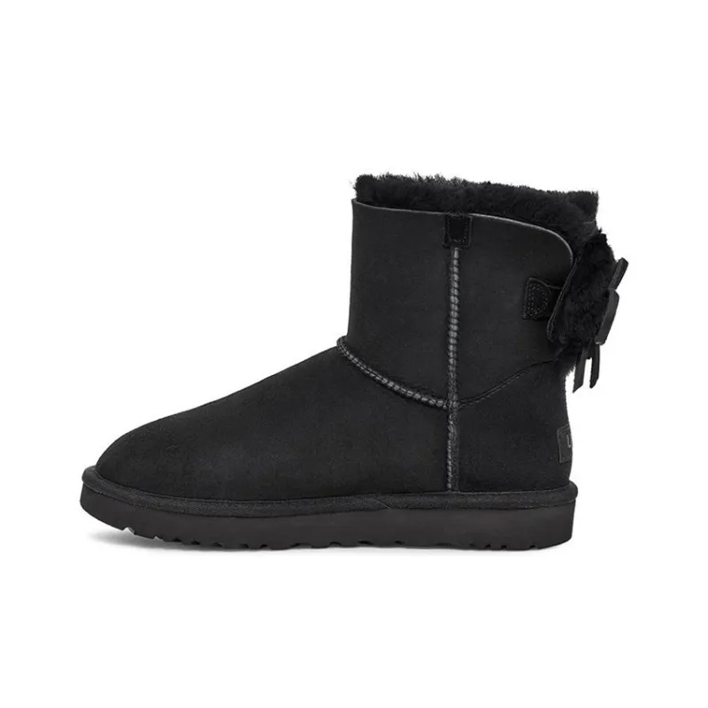 UGG Classic Dudble Bow Mini Snow Boots Black Women's-0
