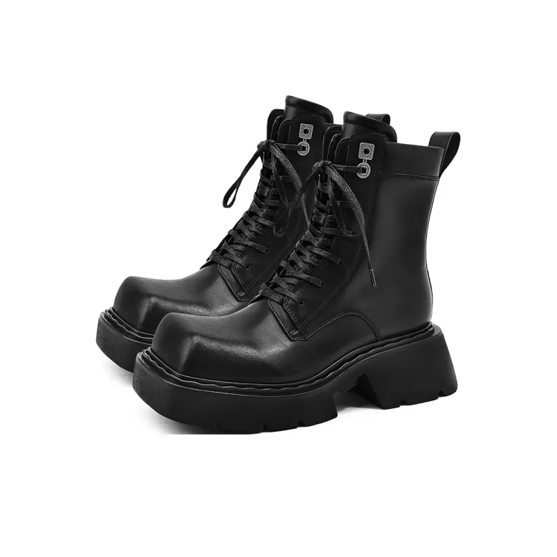 KMD Genuine Leather Ankle Boots 7CM Women's-6