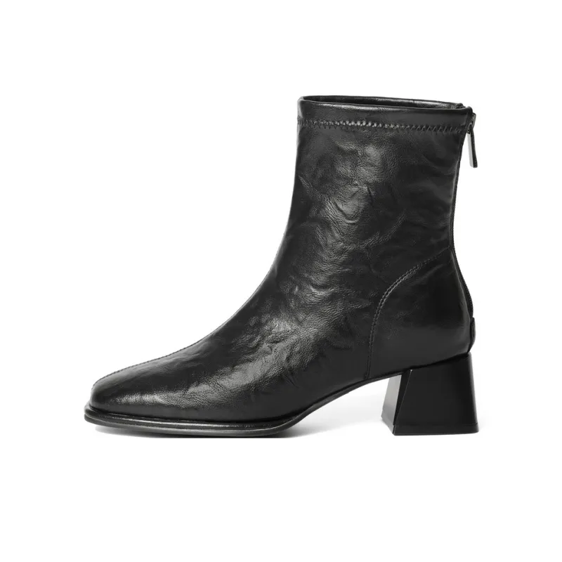 BELLE Ankle Boots Women's Khaki/Ecru/Black/Black, Pleated Leather/Brown, Pleated Leather-12