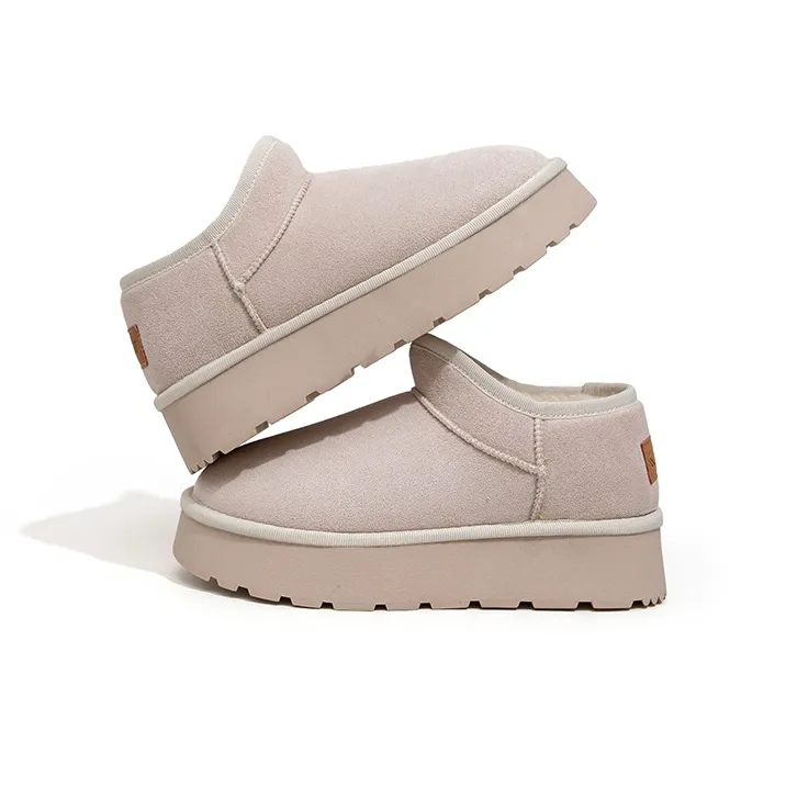 Feiyue Warm And Wear Resistant Short Snow Boots Women's Beige-3