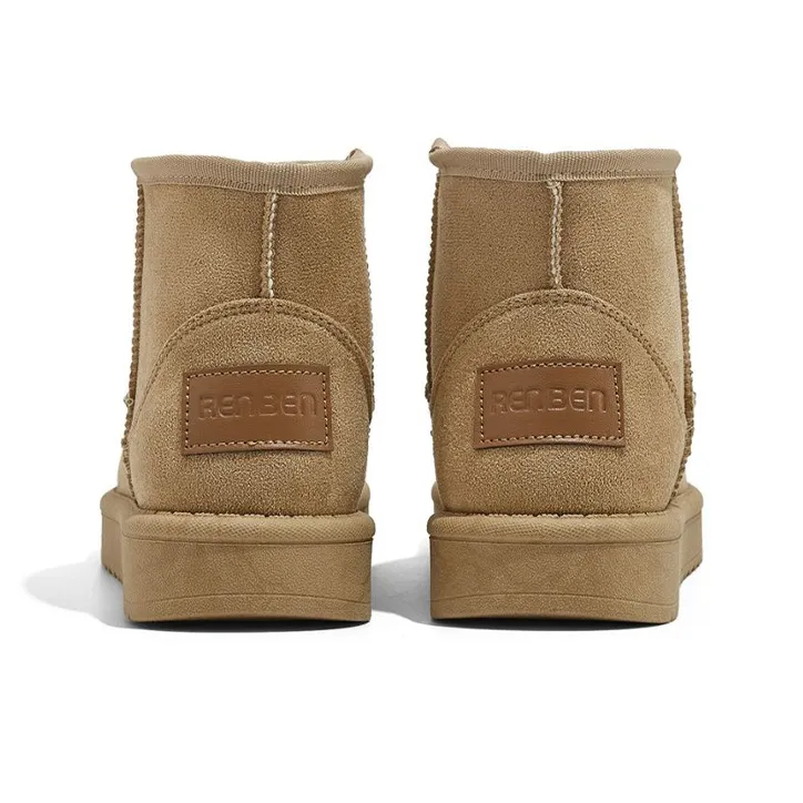 RENBEN Warm Slip-Resistant Short Snow Boots Women's Khaki-4