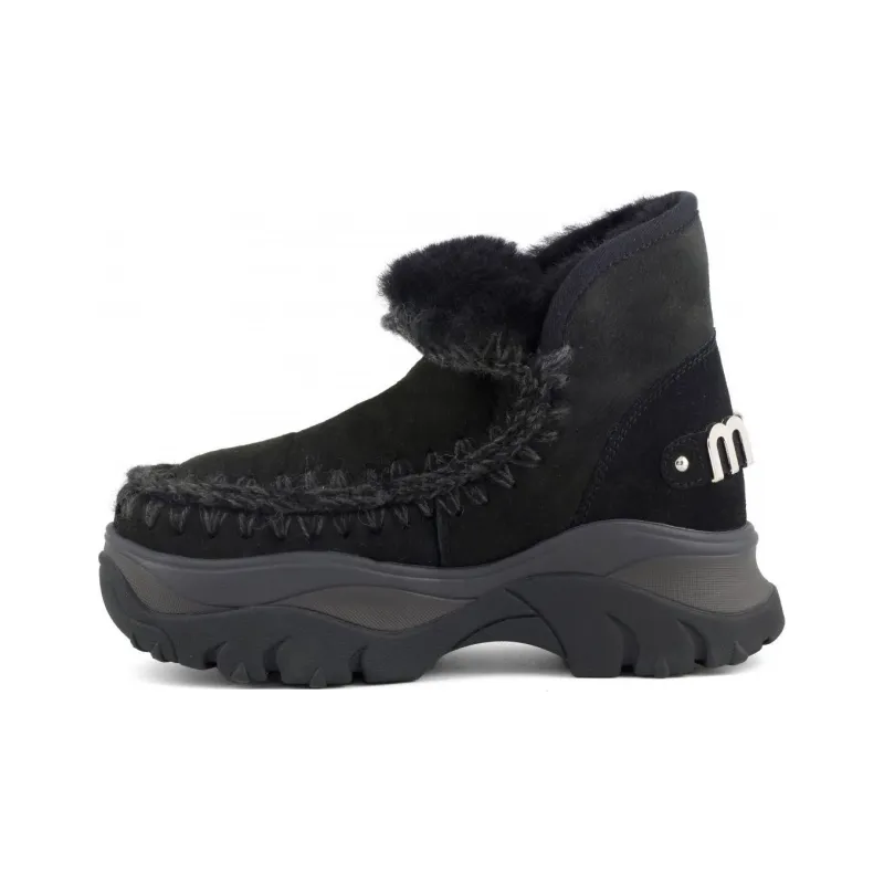 MOU Eskimo Warm And Wear-Resistant Short Snow Boots Women's Black-0