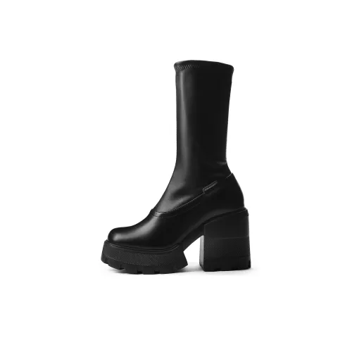 CHARLES&KEITH Small CK Ankle Boots 9.6cm Women's Black/Denim Blue Dark Denim Blue
