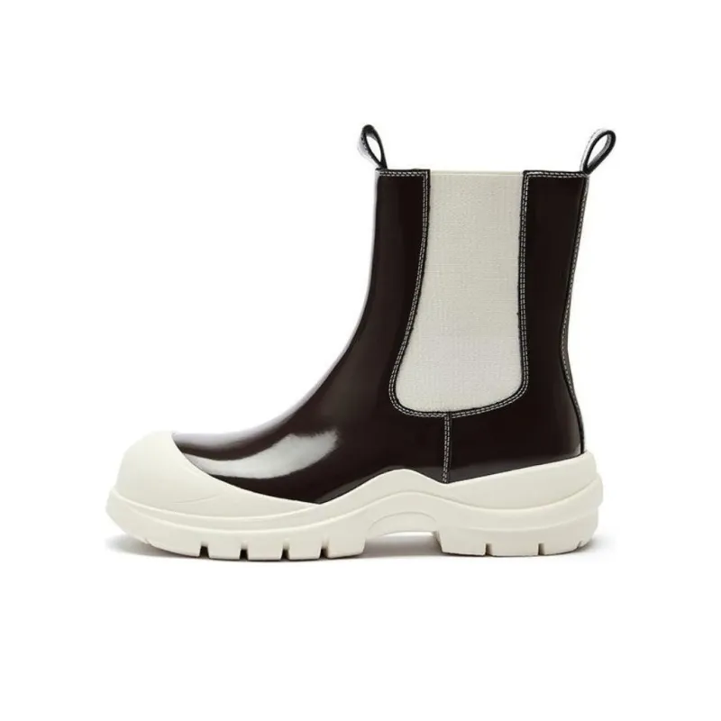 TOOMANYSHOES Chocolate Sundae Short Chelsea Boots 5.5cm Women's Brown-0