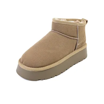 Warrior Warrior Warm Height Increasing Short Snow Boots Women's Gray Khaki